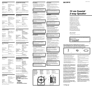 Manual Sony XS-A1327 Coluna auto