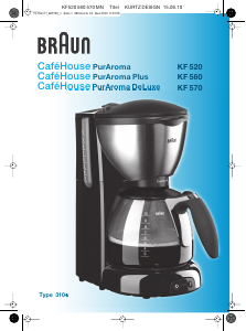 Kullanım kılavuzu Braun KF 560 CafeHouse Kahve makinesi