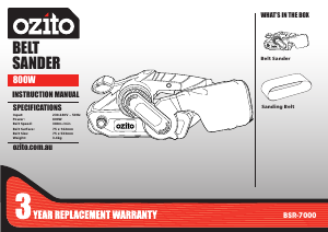 Manual Ozito BSR-7000 Belt Sander