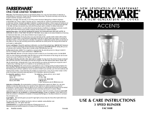 Manual Farberware FAC100B Blender