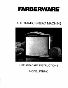 Manual Farberware FTR700 Bread Maker