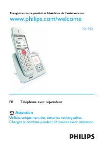 Mode d’emploi Philips XL6651C Téléphone sans fil