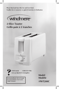 Bruksanvisning Windmere WT200C Brödrost