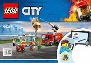Manual Lego set 60214 City Combate ao fogo no bar de hambúrgueres