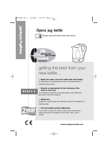 Bruksanvisning Morphy Richards 43666 Opera Vattenkokare