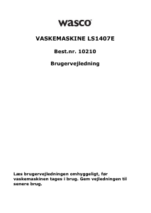 Brugsanvisning Wasco LS1407E Vaskemaskine