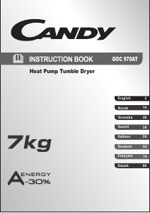 Käyttöohje Candy GOC 970AT Kuivausrumpu