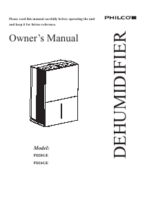 Manual Philco PD20GE Dehumidifier