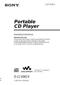 Bruksanvisning Sony D-CJ506CK Discman