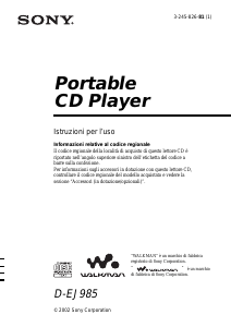 Manuale Sony D-EJ985 Discman