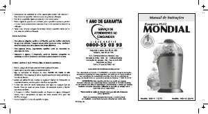 Manual Mondial PP-02 Máquina de pipoca