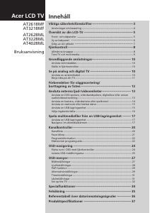 Bruksanvisning Acer AT3228ML LCD TV