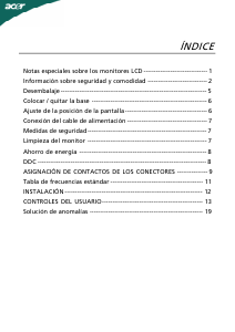 Manual de uso Acer A191HQ Monitor de LCD