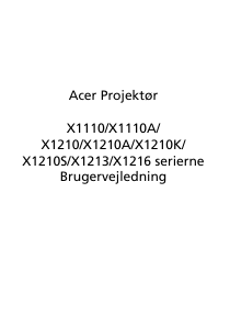 Brugsanvisning Acer X1210 Projektor