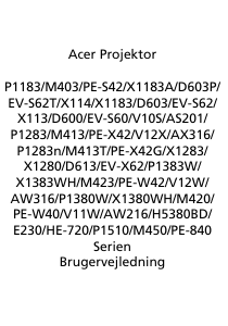 Brugsanvisning Acer X1383WH Projektor