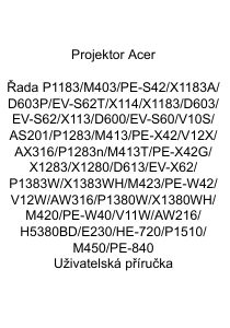 Manuál Acer P1510 Projektor