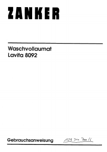 Bedienungsanleitung Zanker Lavita 8092 Waschmaschine