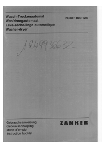 Bedienungsanleitung Zanker Duo 1200 Waschtrockner