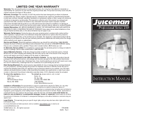 Handleiding Juiceman JM210 Sapcentrifuge