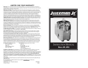 Handleiding Juiceman JM1 Sapcentrifuge