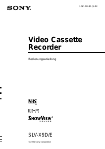 Bedienungsanleitung Sony SLV-X9D Videorecorder
