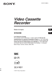 Mode d’emploi Sony SLV-N51 Magnétoscope