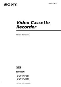 Mode d’emploi Sony SLV-SE40B Magnétoscope
