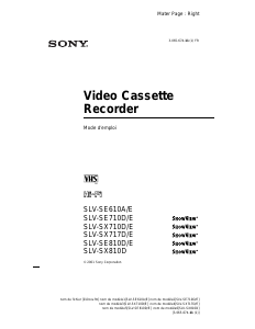 Mode d’emploi Sony SLV-SE810D Magnétoscope