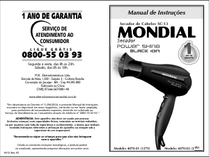 Manual Mondial SC-13 Power Shine Secador de cabelo
