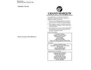 Bruksanvisning Mercury Grand Marquis (1996)