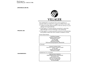 Handleiding Mercury Villager (1996)
