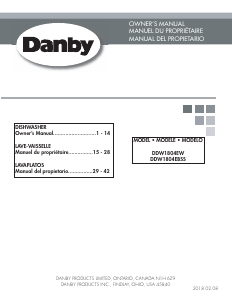 Manual Danby DDW1804EW Dishwasher