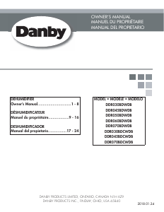 Handleiding Danby DDR060BDWDB Luchtontvochtiger