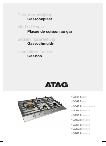 Mode d’emploi ATAG HG6411WEBA Table de cuisson
