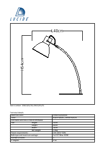 Посібник Lucide 03613/01/30 Curf Лампа