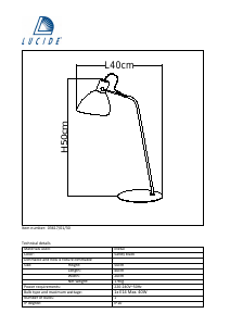 Bruksanvisning Lucide 03617/01/30 Shadi Lampa