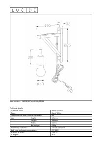 Bruksanvisning Lucide 08208/01/30 Fix wall Lampa