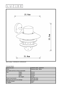 Bruksanvisning Lucide 11874/01/30 Zico Lampa