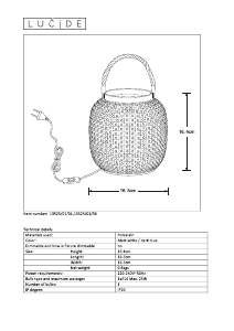 Bruksanvisning Lucide 13525/01/36 Safiya Lampa