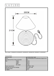 Mode d’emploi Lucide 14550/81/38 Kaddy Lampe