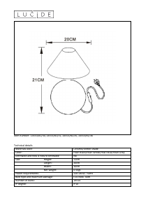 Manual Lucide 14553/81/35 Faro Lamp