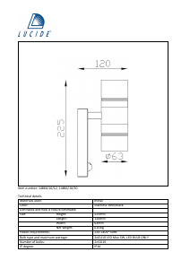 説明書 Lucide 14866/10/12 Arne ランプ