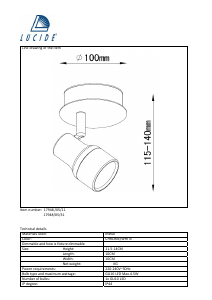 Manual Lucide 17948/05/31 Sirene Candeeiro