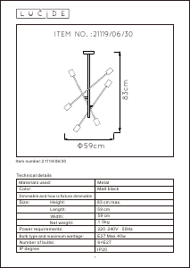 Manual Lucide 21119/06/30 Lester Lampă