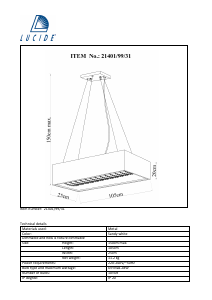 Руководство Lucide 21401/99/31 Gladis Светильник