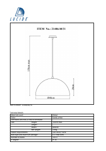 Bruksanvisning Lucide 21406/40/31 Eternal Lampa