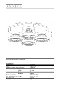 Bruksanvisning Lucide 22960/40/30 Versum ar111 Lampa