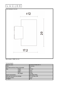 Bruksanvisning Lucide 27887/01/61 Mart Lampa