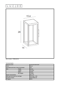 Manual de uso Lucide 27891/02/30 Tenso solar Lámpara