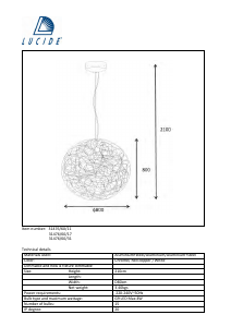 Instrukcja Lucide 31476/60/31 Galileo Lampa